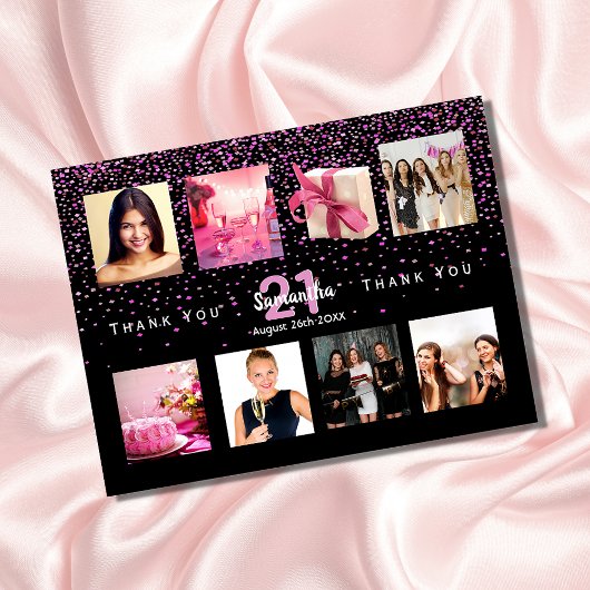 Carte Postale Anniversaire photo collage noir merci