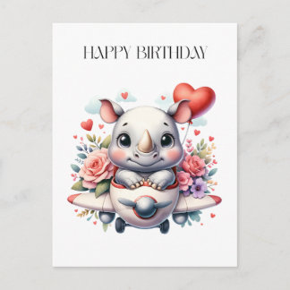 Carte Postale Anniversaire Pilote Rhinocéros
