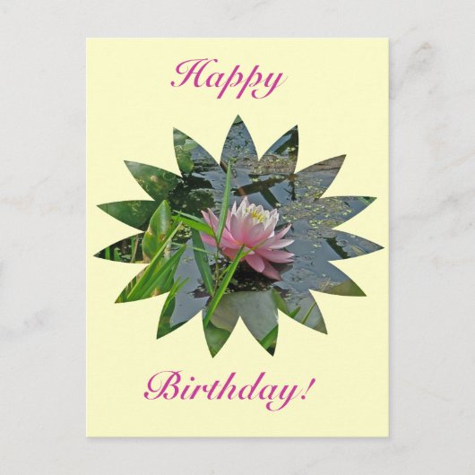 Carte Postale Anniversaire Pink Water Lily (Devant)