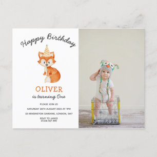 Carte Postale Anniversaire premier moderne minimaliste renard de