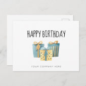 Carte Postale Anniversaire professionnel de l'employé Or Bleu (Devant / Derrière)