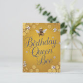 Carte Postale Anniversaire Queen Bee - Design élégant Gold Honey (Debout devant)