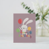 Carte Postale Anniversaire Rabbit Pun : Hoppy Anniversaire (Debout devant)