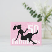 Carte Postale Anniversaire Retro 50 et Fabulous Martini Cocktail (Debout devant)