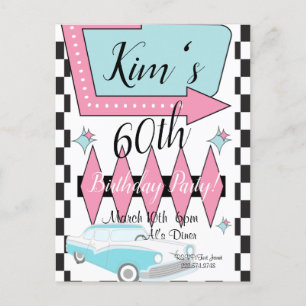 Carte Postale Anniversaire rétro des années 1950, n'importe quel