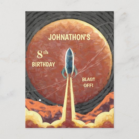 Carte Postale Anniversaire Rocket Ship Universe Planète Amusemen (Devant)