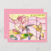 Carte Postale Anniversaire romantique de Rose rose de verre (Devant / Derrière)