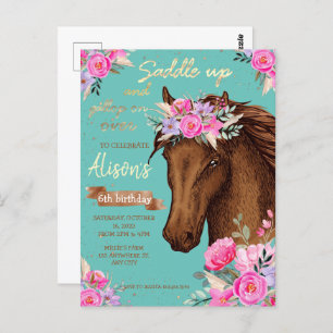 Carte Postale Anniversaire rose du cheval