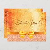 Carte Postale Anniversaire rose Merci d'or (Devant / Derrière)