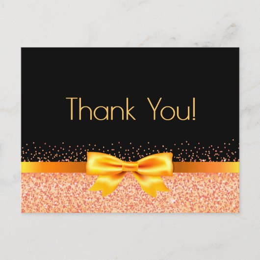 Carte Postale Anniversaire rose or arc glam noir Merci (Devant)