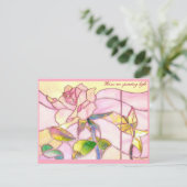 Carte postale anniversaire Rose scintillante (Debout devant)