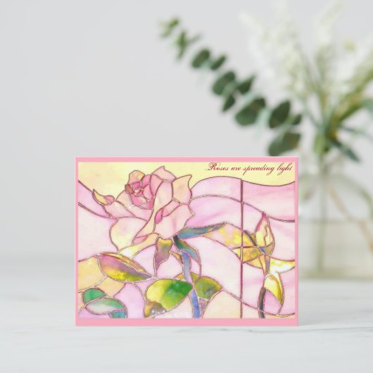 Carte postale anniversaire Rose scintillante (Debout devant)