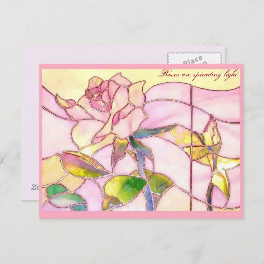 Carte postale anniversaire Rose scintillante (Devant / Derrière)