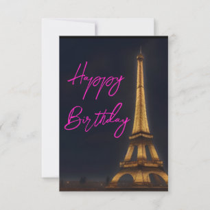 Carte postale Anniversaire Rose Tour Eiffel