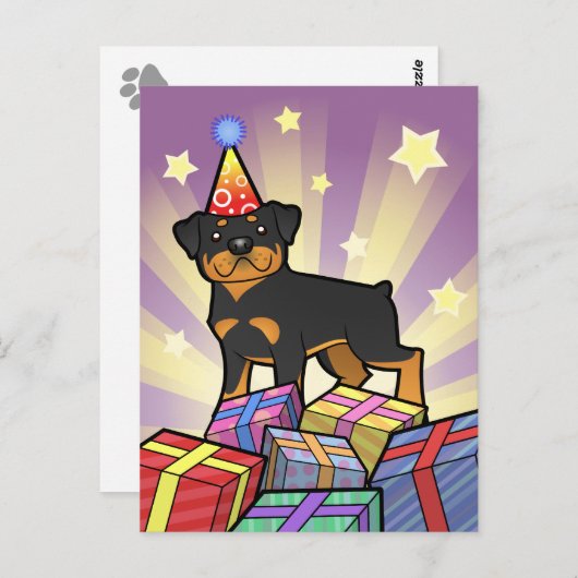 Carte Postale Anniversaire Rottweiler (Devant / Derrière)