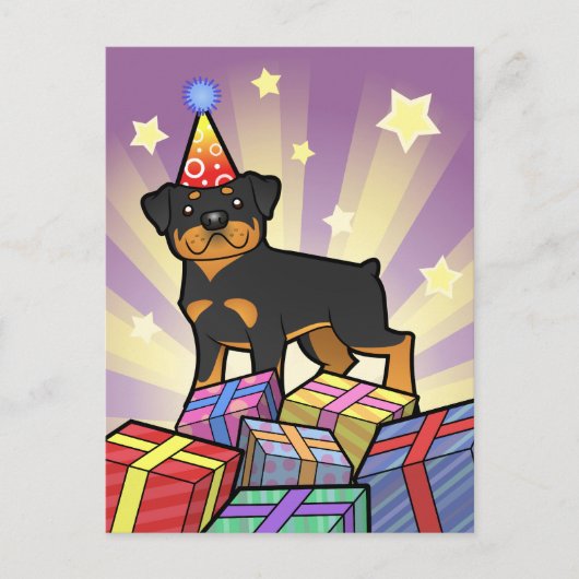 Carte Postale Anniversaire Rottweiler (Devant)