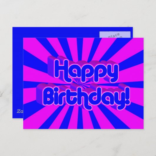 Carte Postale Anniversaire Salutation style rétro (Devant / Derrière)