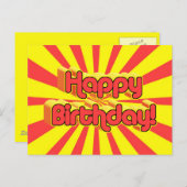 Carte Postale Anniversaire Salutation style rétro (Devant / Derrière)