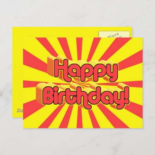 Carte Postale Anniversaire Salutation style rétro (Devant / Derrière)