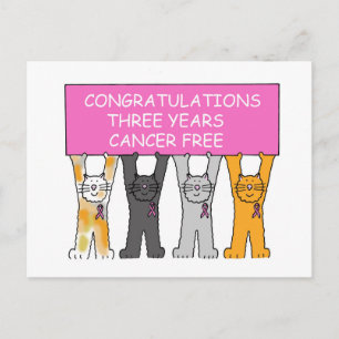 Carte Postale Anniversaire sans cancer de trois ans