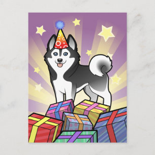 Carte Postale Anniversaire Sibérien Husky / Malamute d'Alaska
