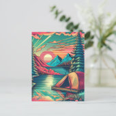 Carte Postale Anniversaire sur le thème du camping rose et sarce (Debout devant)