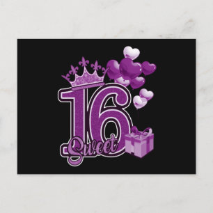 Carte Postale Anniversaire Sweet Sixteen Violet