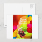 Carte Postale Anniversaire tardif avec des ballons (Devant / Derrière)