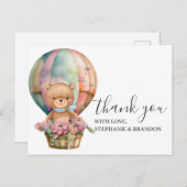 Carte Postale Anniversaire Teddy Bear Balloon Merci (Devant / Derrière)