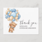 Carte Postale Anniversaire Teddy Bear Blue Boy Balloons Merci (Devant)