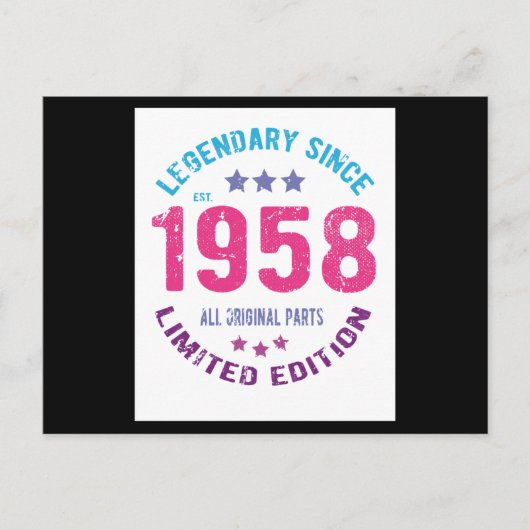 Carte Postale Anniversaire Vintage 1958 (Devant)