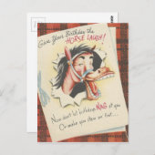 Carte Postale Anniversaire vintage du "Cheval" (Devant / Derrière)