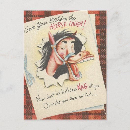 Carte Postale Anniversaire vintage du "Cheval" (Devant)