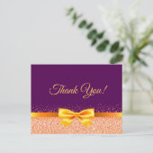 Carte Postale Anniversaire violet rose Merci d'or (Debout devant)