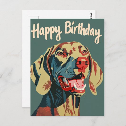 Carte Postale Anniversaire Weimaraner (Devant / Derrière)