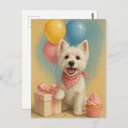 Carte Postale Anniversaire Westie (Devant / Derrière)