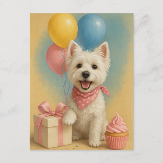 Carte Postale Anniversaire Westie (Devant)