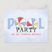 Carte Postale Anniversaire Whimsical Summer Pool Party Beach Bal (Devant)