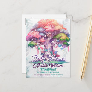 Carte Postale Annonce de Baby Shower Arbre Magique de Vie