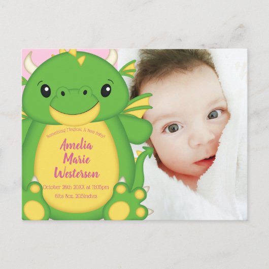 Carte Postale Annonce de bébé dragon (Devant)