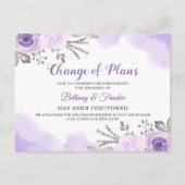 Carte Postale Annonce de Changement de Plans Chic Fleuris Violet (Devant)