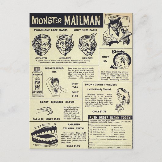 Carte Postale Annonce de commande de messagerie vintage (Devant)