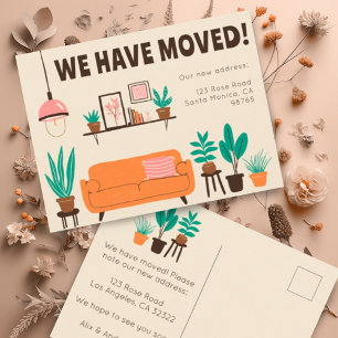 Carte Postale Annonce de déménagement Adresse Salon Canapé Migno