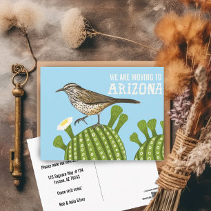 Carte Postale ANNONCE DE DÉMÉNAGEMENT Arizona Saguaro Cactus Tro