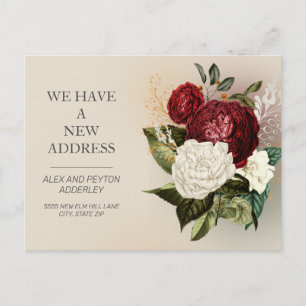 Carte Postale Annonce de déménagement aux roses florales vintage