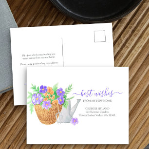 Carte Postale Annonce de déménagement avec pot de fleurs pour no