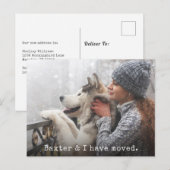Carte Postale Annonce de déménagement avec votre animal Ajoutez  (Devant / Derrière)