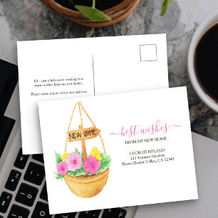 Carte Postale Annonce de déménagement de panier suspendu pour no
