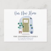 Carte Postale Annonce de déménagement de porte aquarelle de notr (Devant)