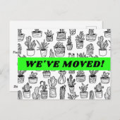 Carte Postale ANNONCE DE DÉMÉNAGEMENT Dessin de cactus en pot (Devant / Derrière)